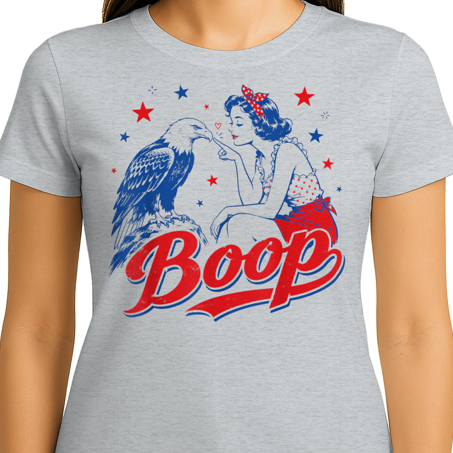 Funny Hand Boop Nose Girl Eagle Funny Patriotic 4th of July