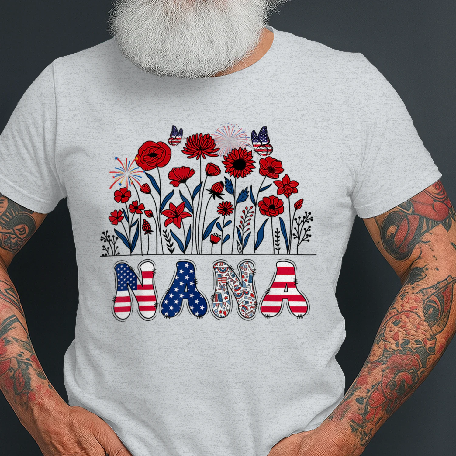 Groovy Nana 4th of July Patriotic Floral Women Mother's Day
