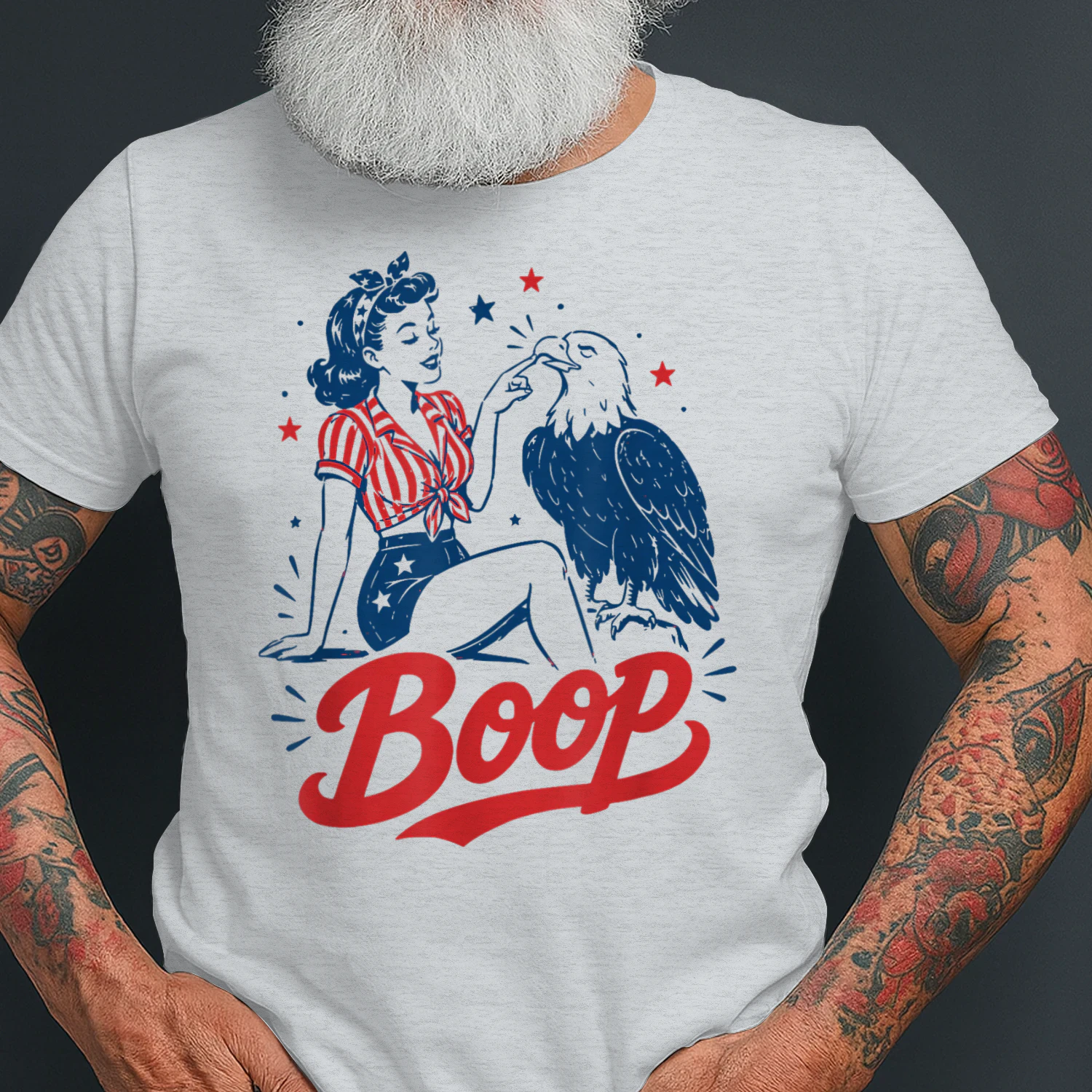 Boop Vintage USA Girl and Eagle Funny Patriotic Retro Art
