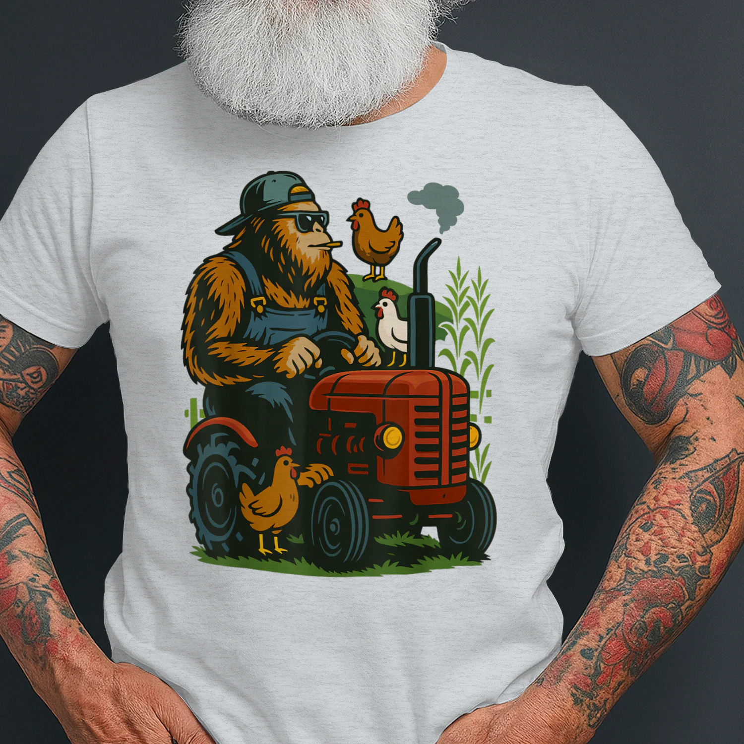 Funny Bigfoot Farmer Tractor Farming Farm Men Boys