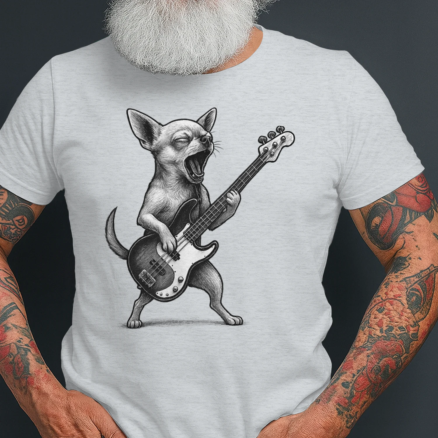 Chihuahua Playing Bass Guitar Rock Music Dog Lover