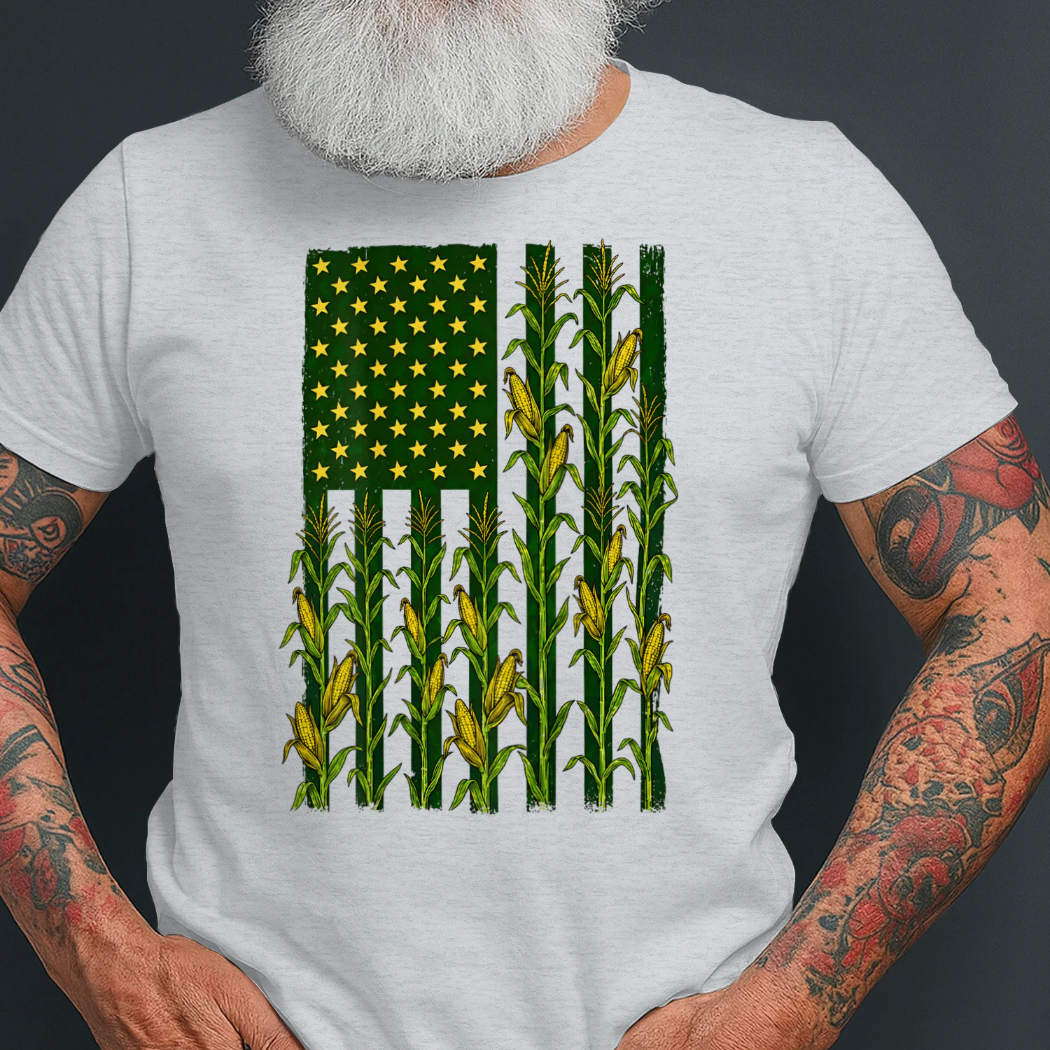 Back Vintage Corn American Flag Patriotic Farmer