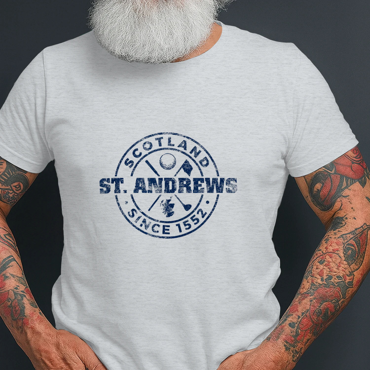 St Andrews Scotland Golf 1552 Navy Imprint Distressed
