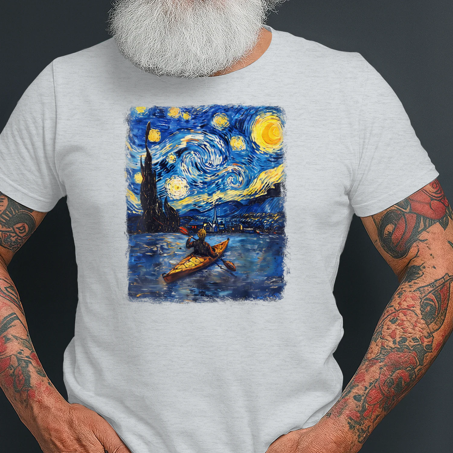 Kayaking Kayak Kayaker Starry Night Painting