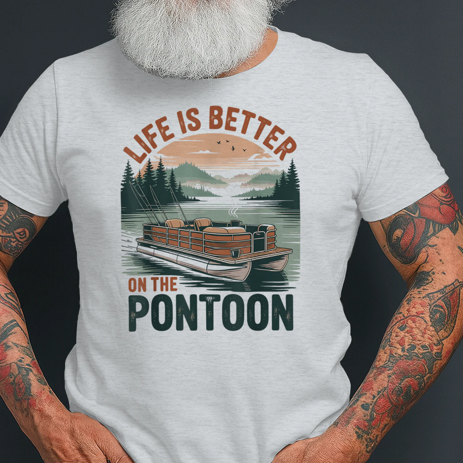 Vintage Pontoon Captain Pontoon Boat Vacation Summer Boating