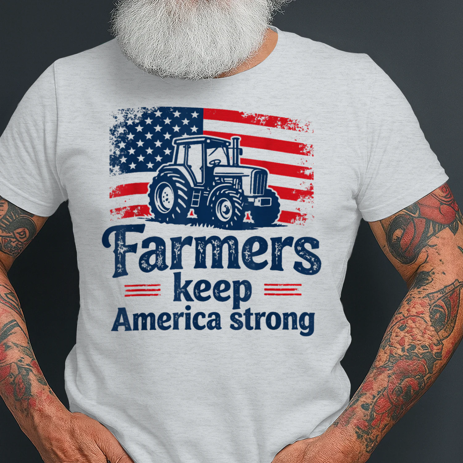 Patriotic American Farmer Tractor Farm Life USA Flag Farmer