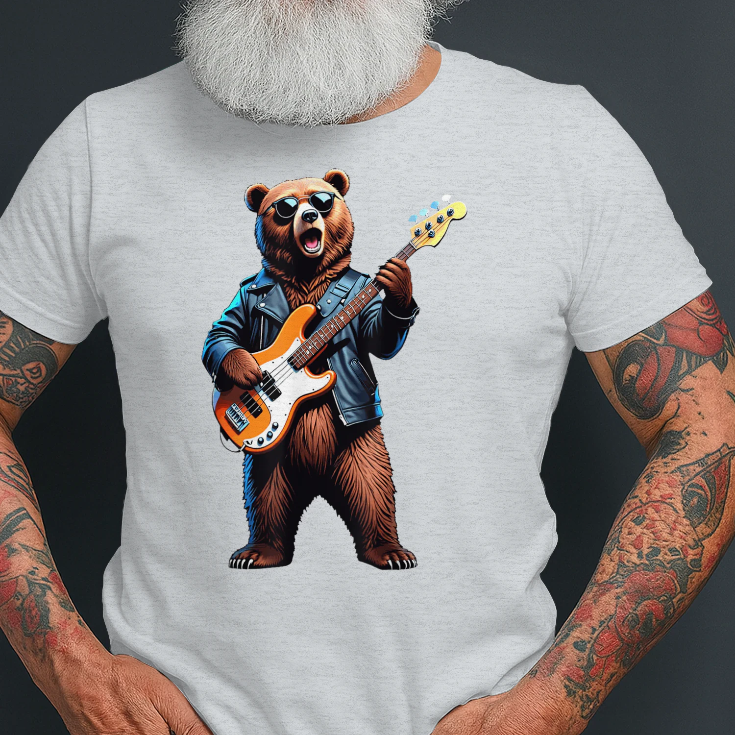 Retro Bear Playing Bass Guitar Bassist Guitarist Music Lover