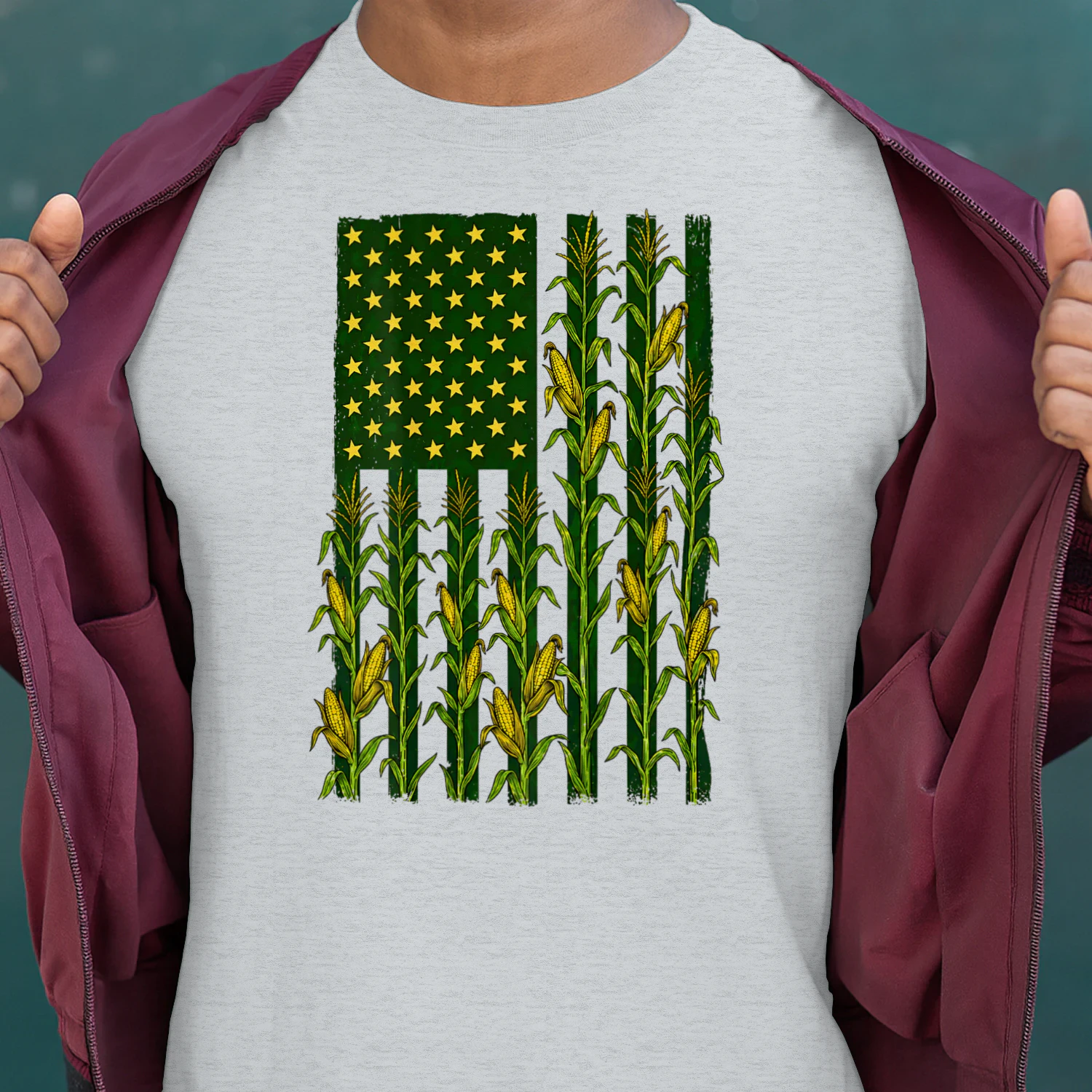 Back Vintage Corn American Flag Patriotic Farmer