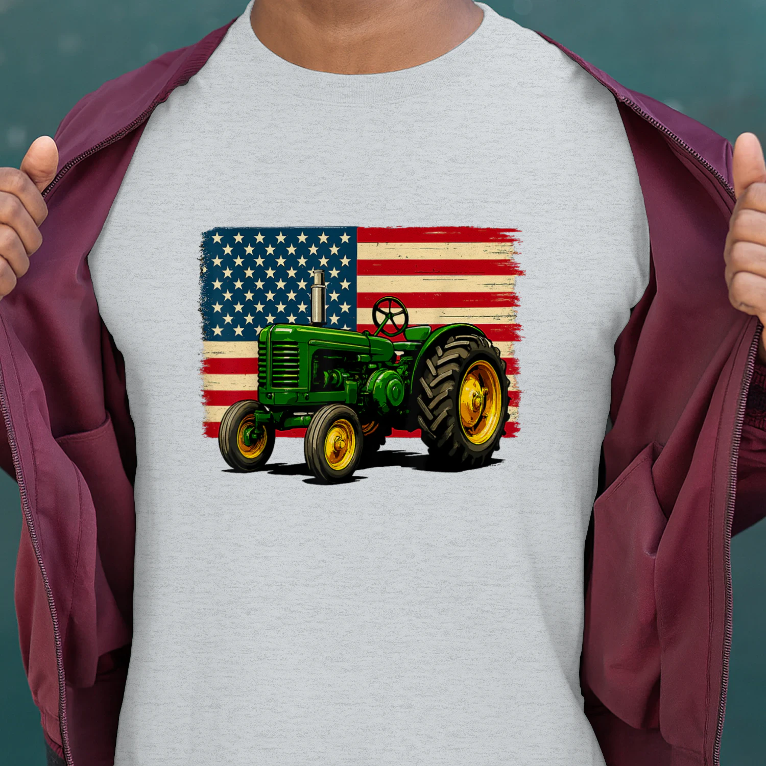 Farmer Tractor USA Flag 4th of July
