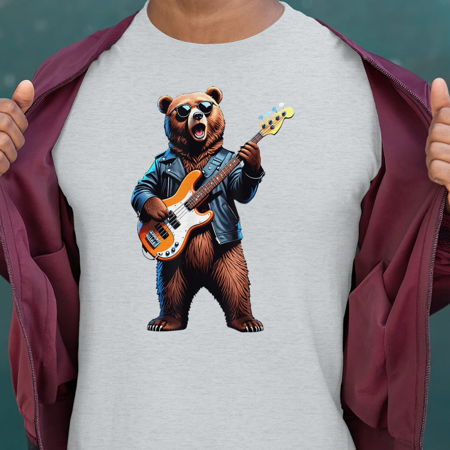 Retro Bear Playing Bass Guitar Bassist Guitarist Music Lover