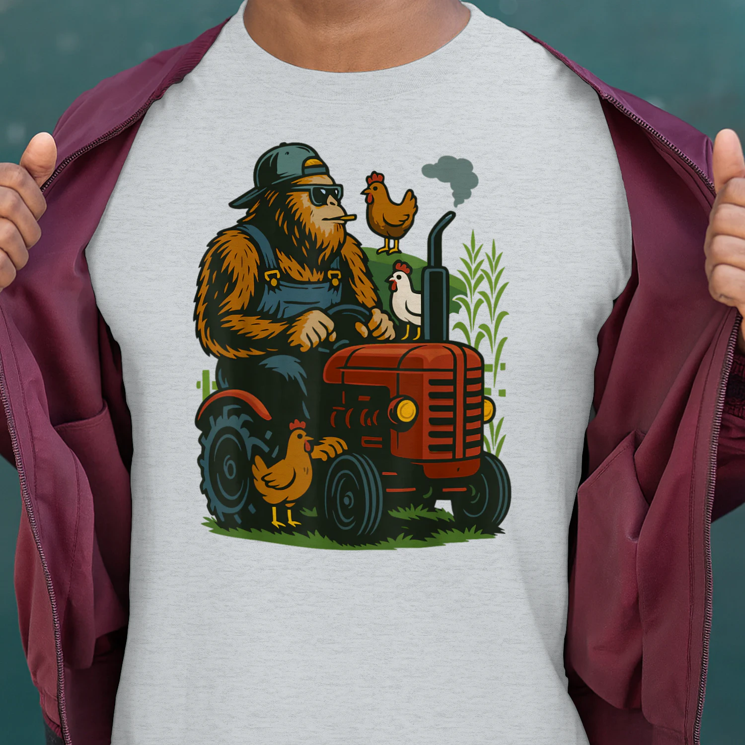 Funny Bigfoot Farmer Tractor Farming Farm Men Boys