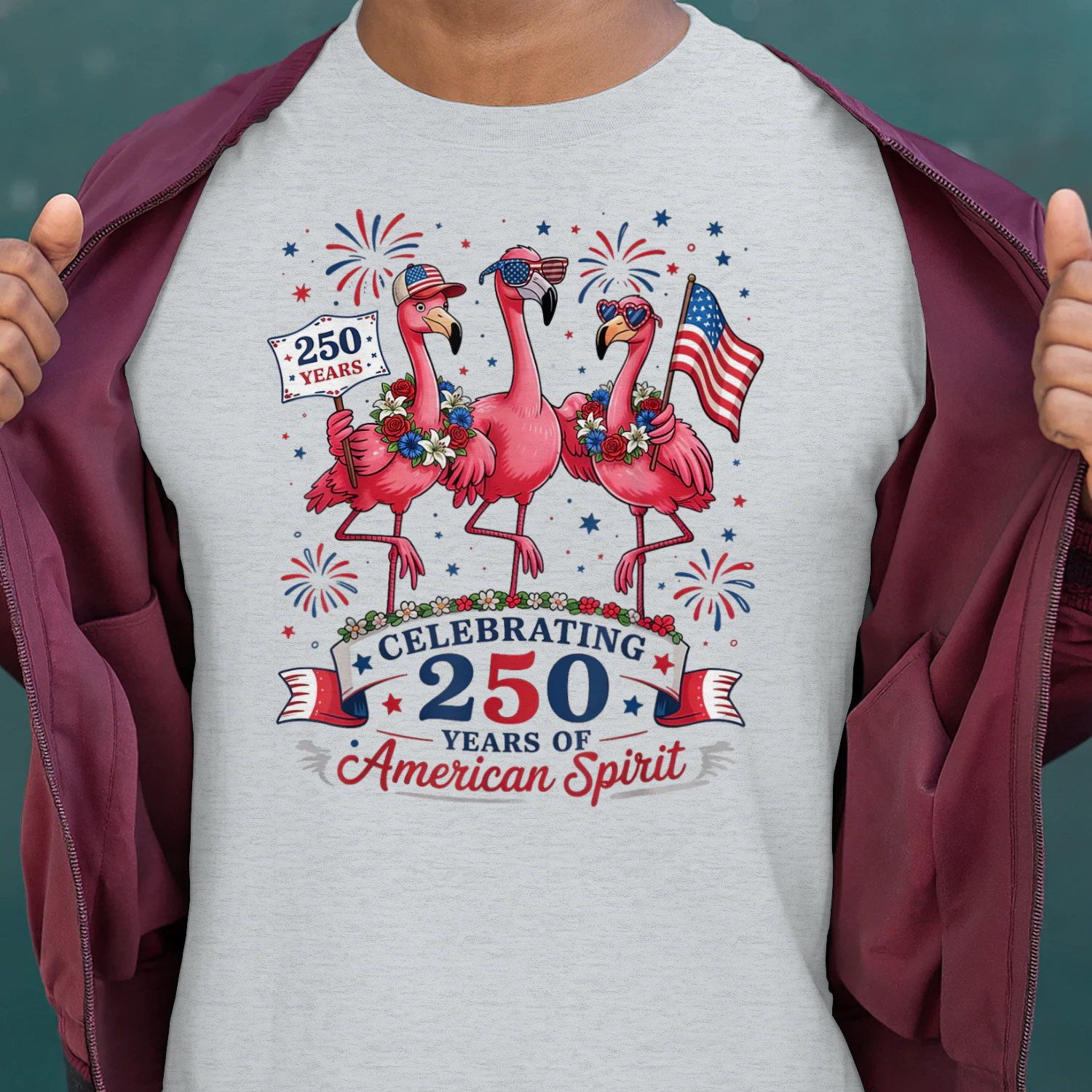 Patriotic Flamingo 250 Years American Spirit