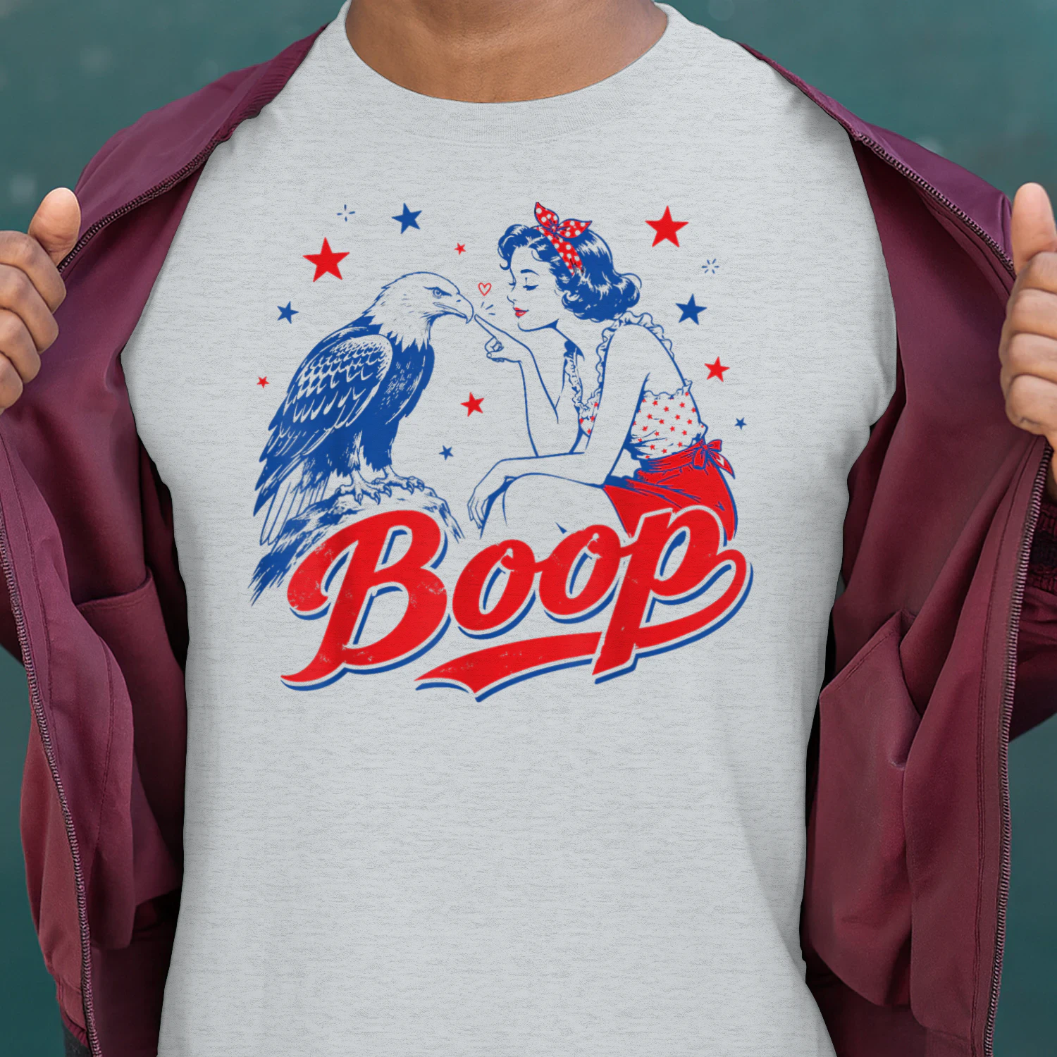 Funny Hand Boop Nose Girl Eagle Funny Patriotic 4th of July