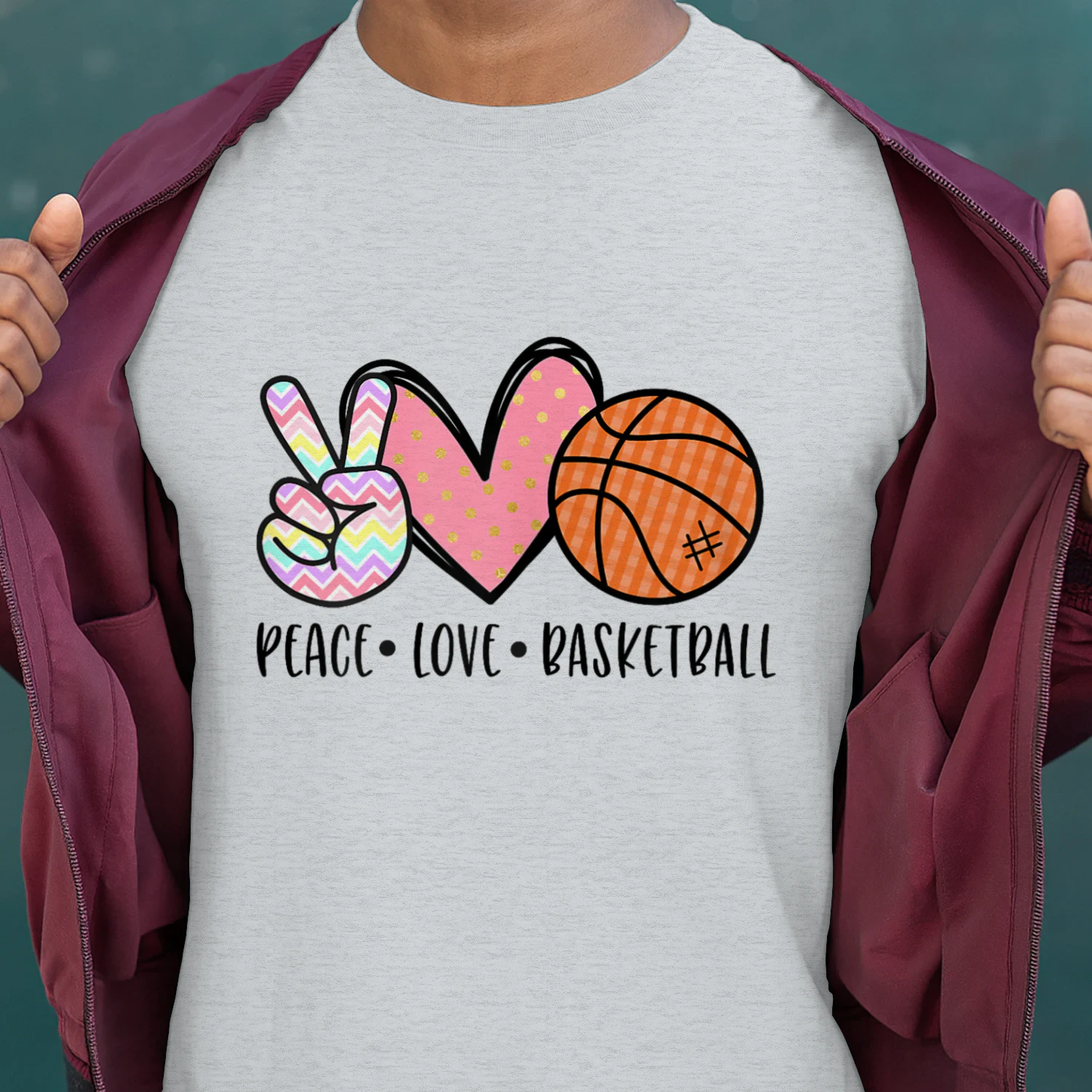 Peace Love Basketball Heart for Women Teens Tween Girls