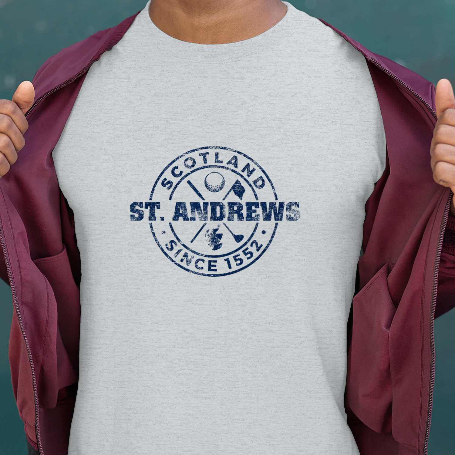 St Andrews Scotland Golf 1552 Navy Imprint Distressed