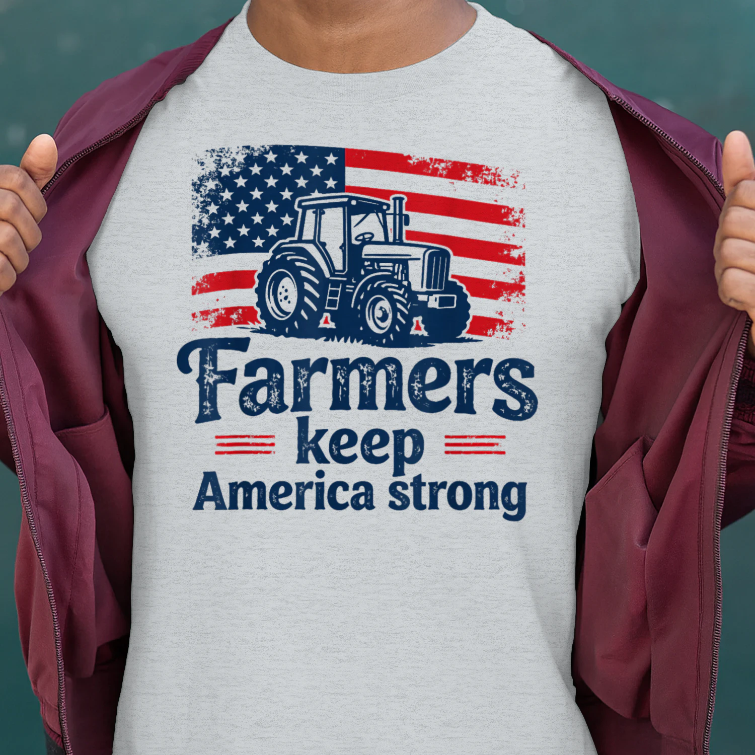 Patriotic American Farmer Tractor Farm Life USA Flag Farmer