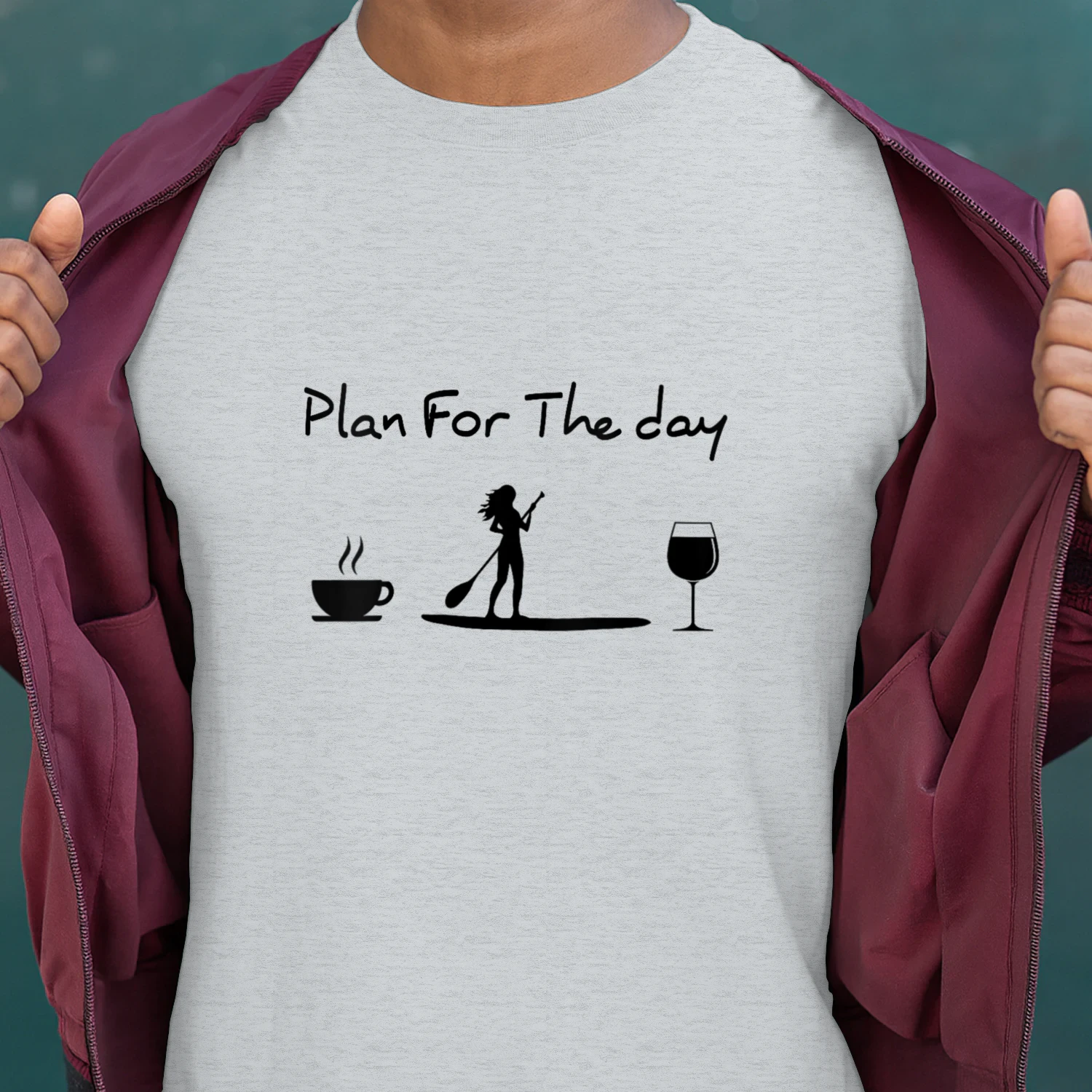 Womens Plan For The Day Coffee Paddleboard Wine