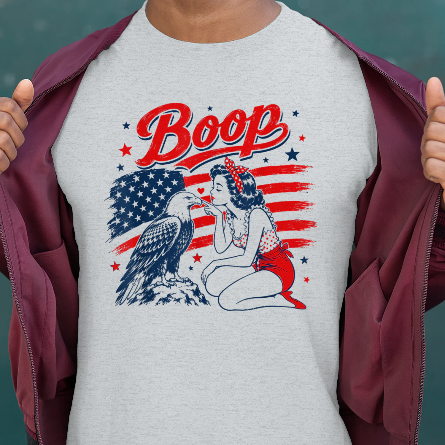 Boop Patriotic Pinup Girl Bald Eagle 4th of July