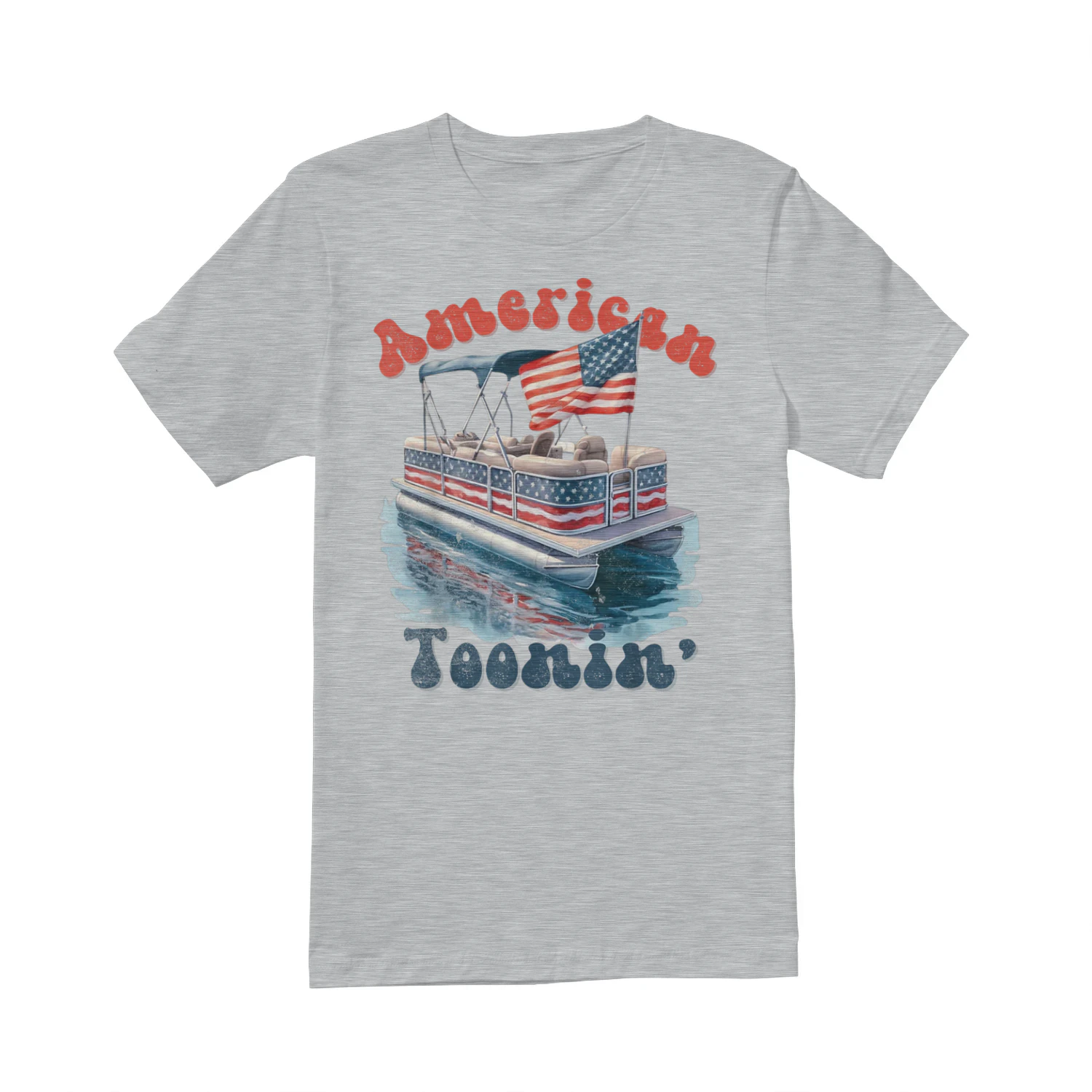 Patriotic Retro July 4th America Pontoon Boat