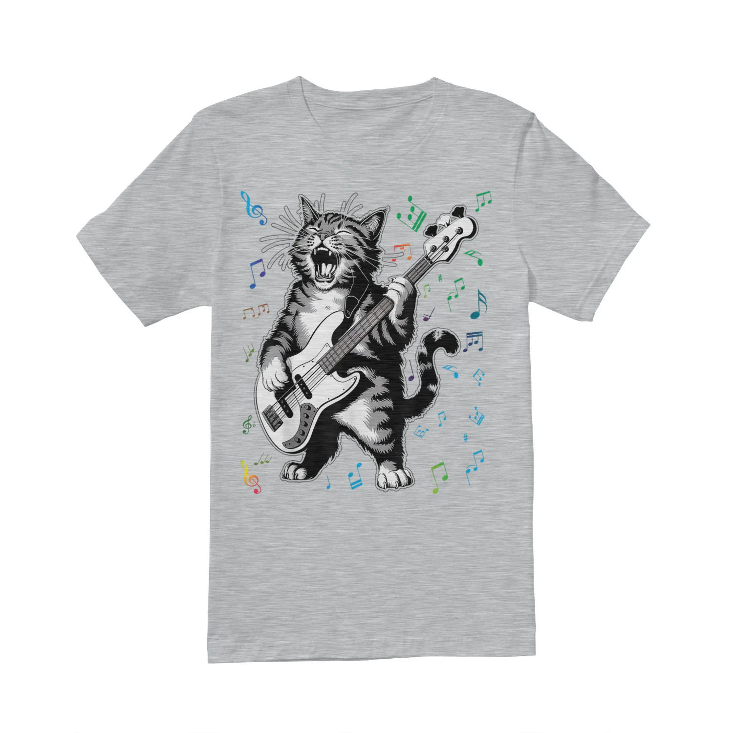 Cat Playing Bass Guitar for Men Animal Playing Guitar