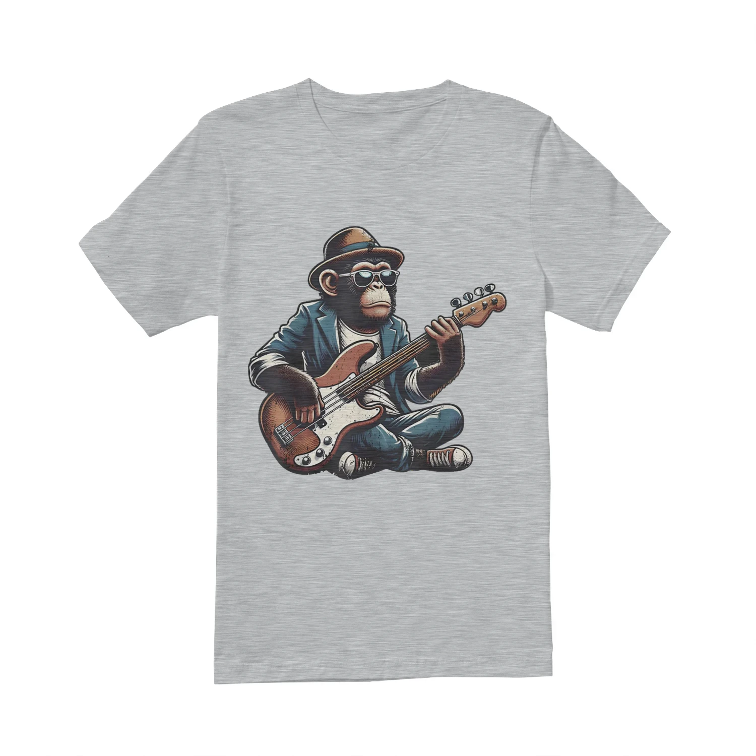 Funny Chimpanzee Playing Electric Bass Guitar Funky Monkey