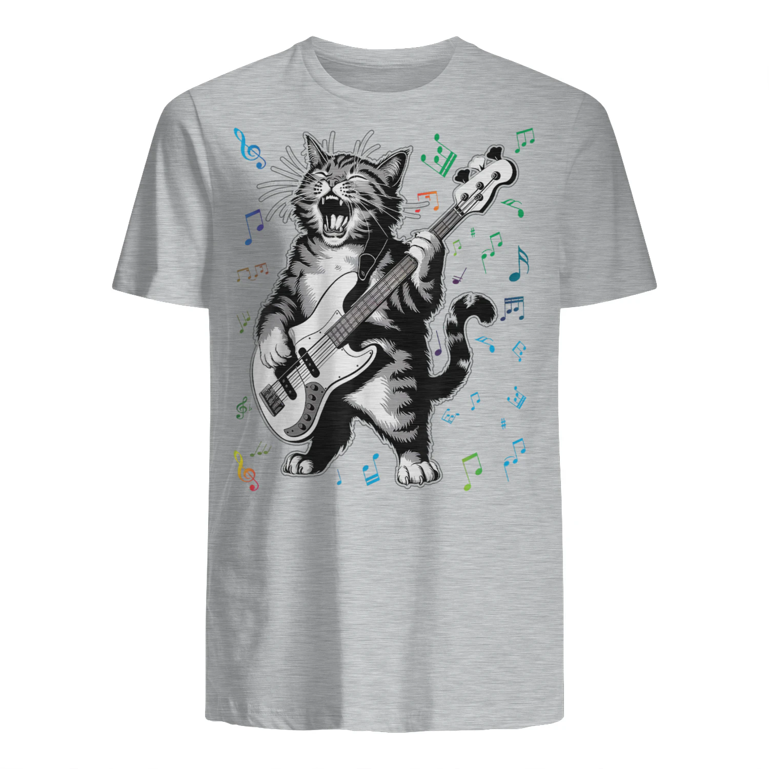 Cat Playing Bass Guitar for Men Animal Playing Guitar