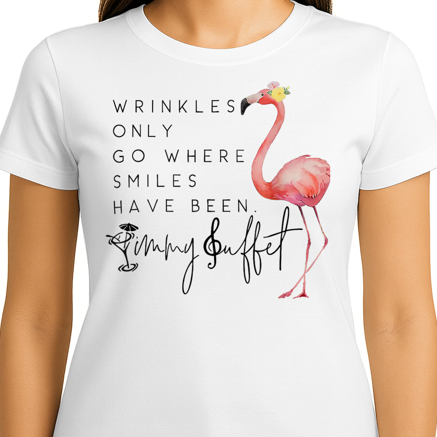 Vintage Wrinkles Only Go Where Smiles HaveBeen Cute Flamingo