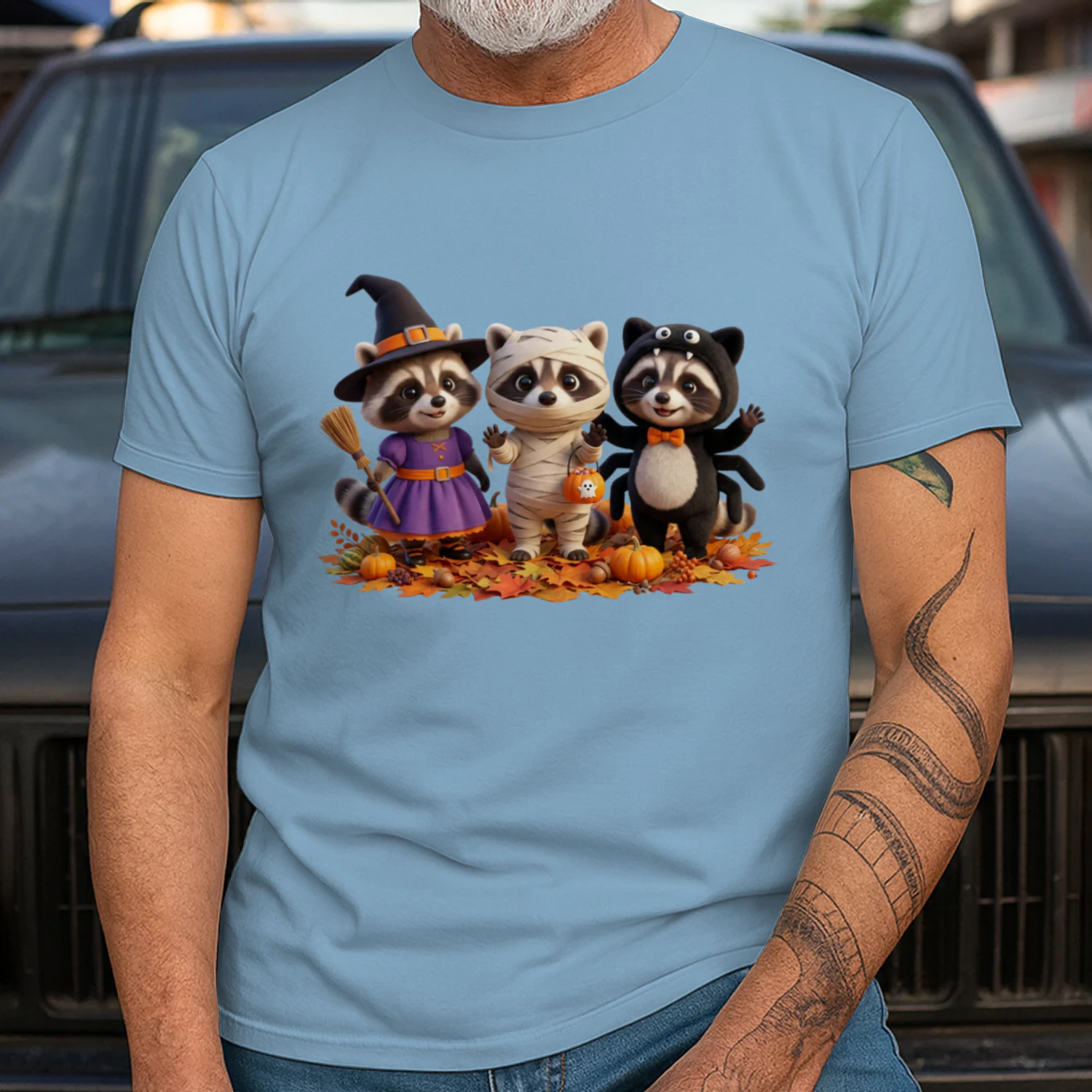 Halloween Raccoon Trio