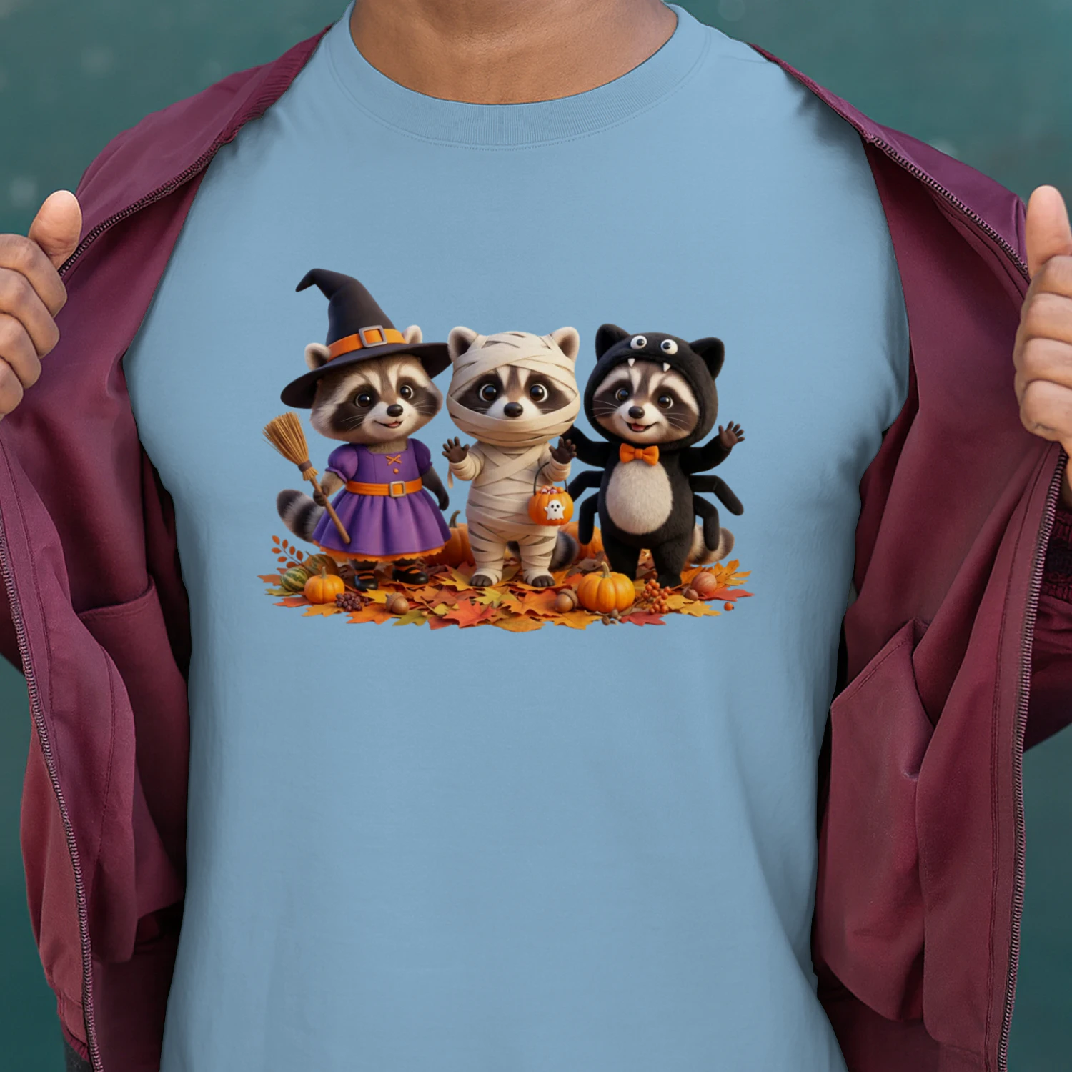 Halloween Raccoon Trio