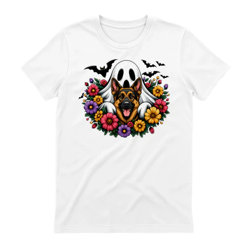 halloween-ghost-german-shepherd-floral-shirt