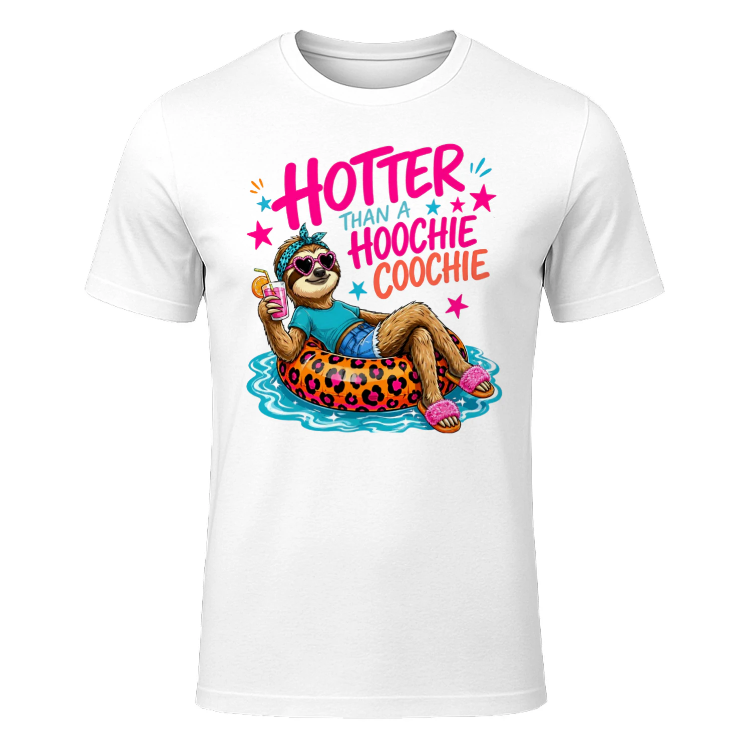Hotter Than A Hoochie Coochie Sloth Summer Beach T-Shirt 