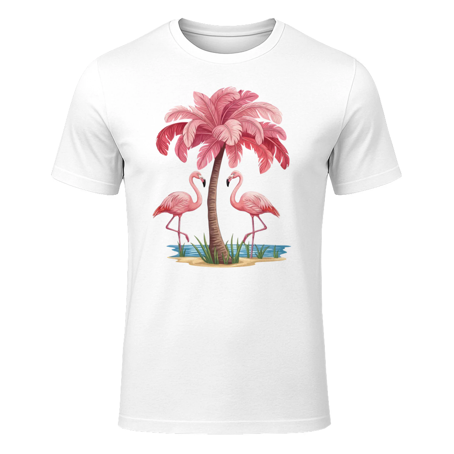 Tropical Pink Flamingo T-Shirt Summer Beach Gift