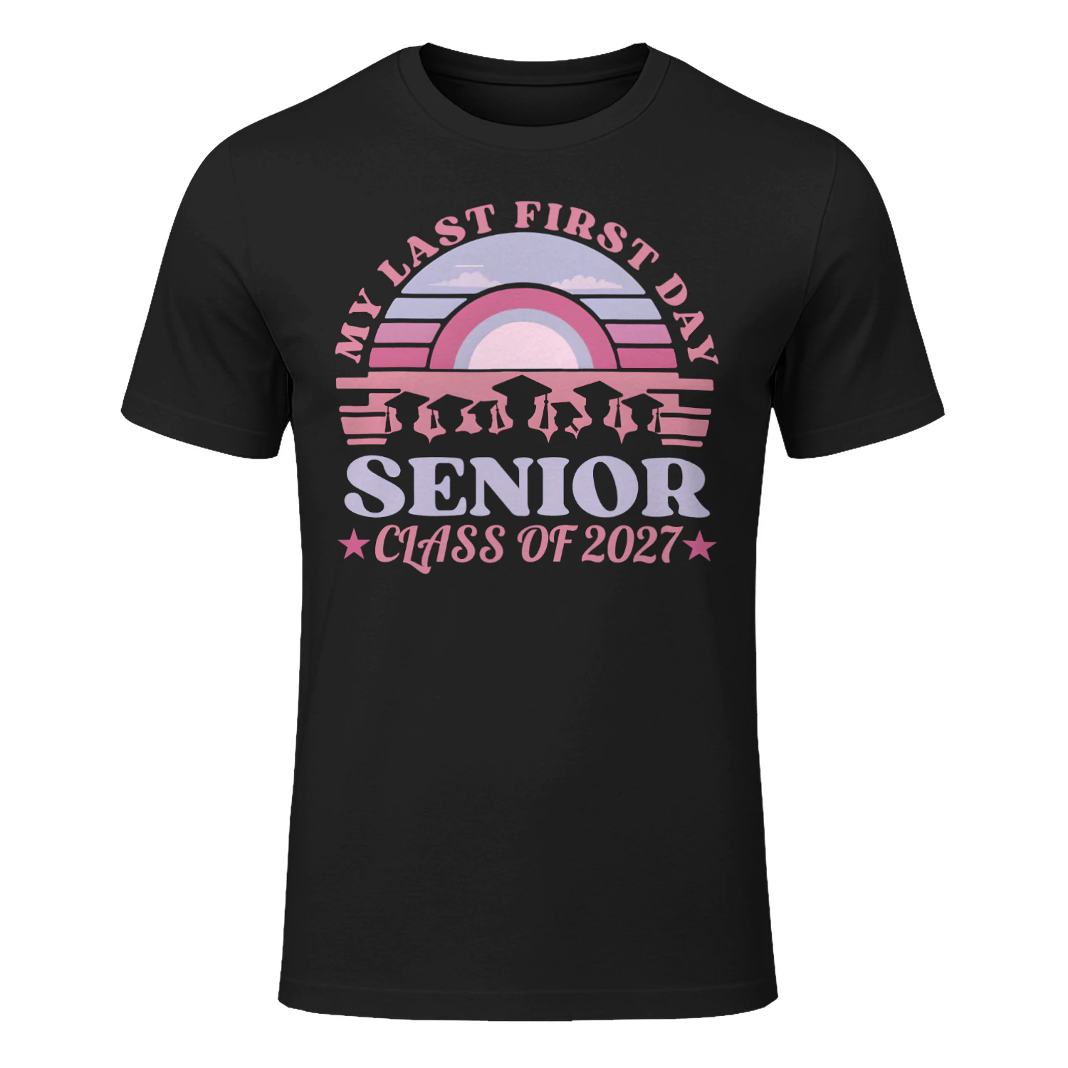 My Last First Day Senior 2027 Retro Sunset T-Shirt 