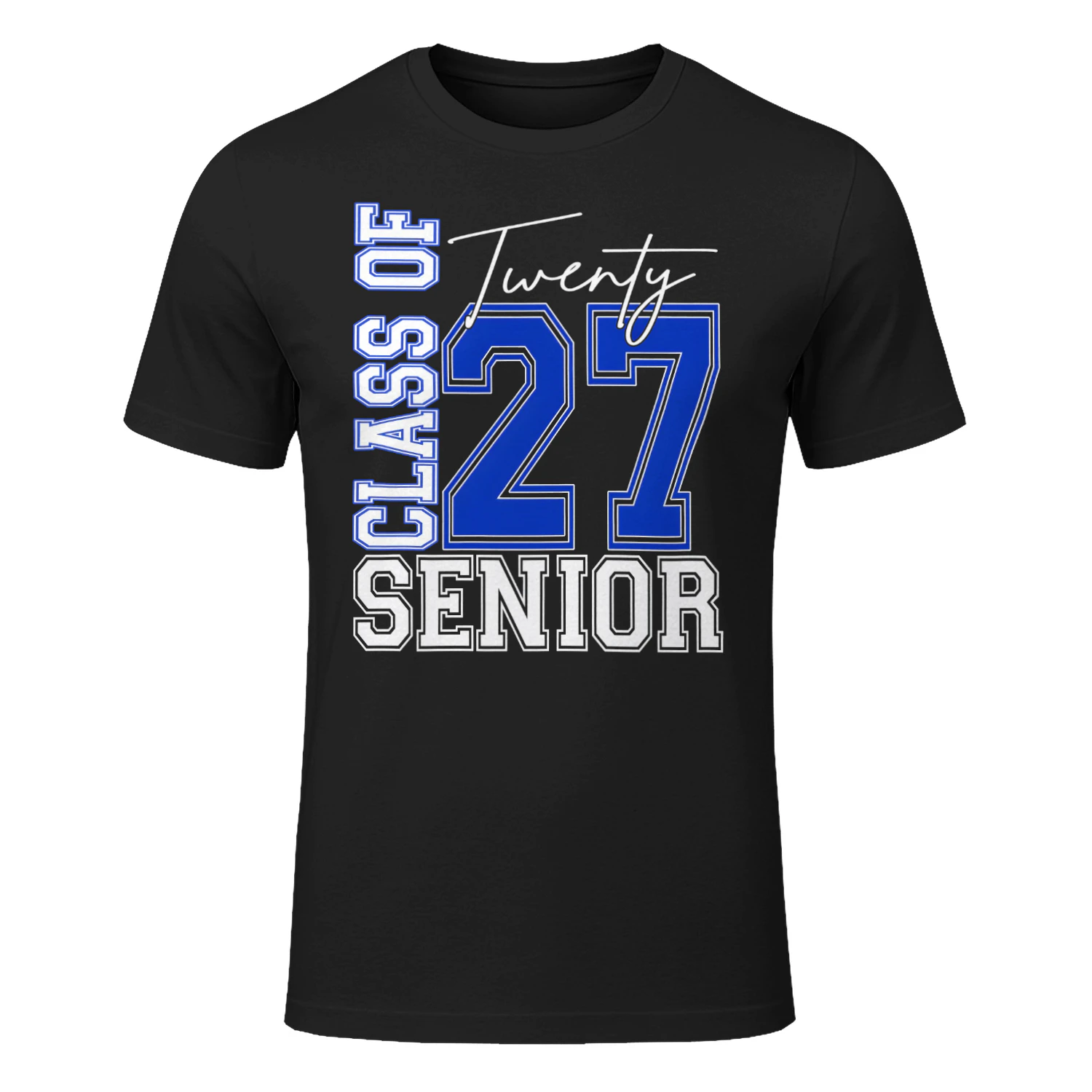 Senior Class of 2027 T-Shirt Blue Bold Graduation Tee