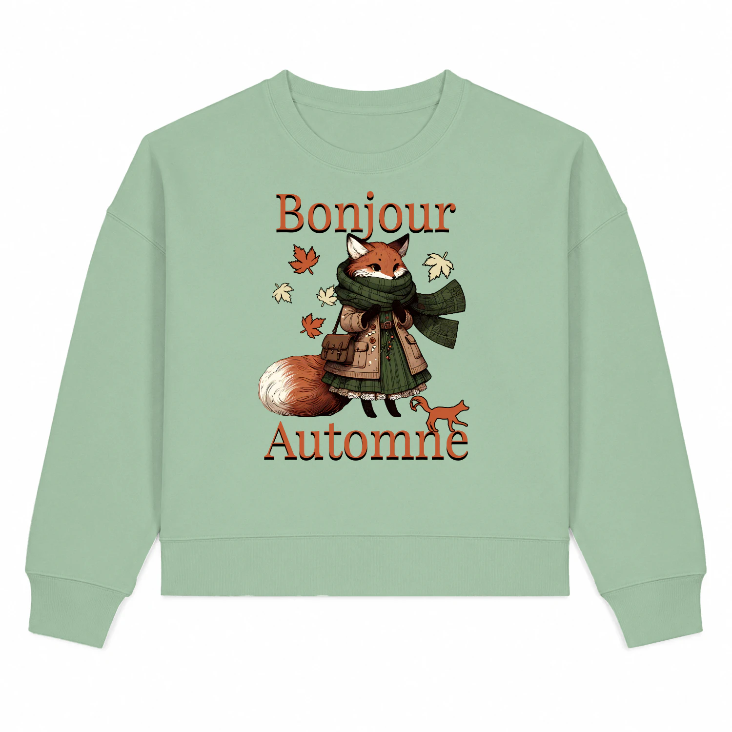 Bonjour Automne renard mignon sweatshirt à col rond