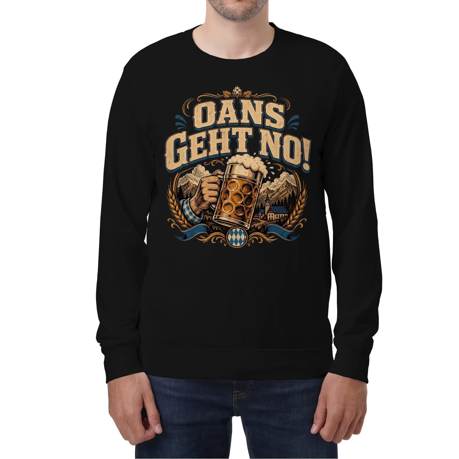 "Oans Geht No!" Vintage Boarischer Bier-SWEATSHIRT