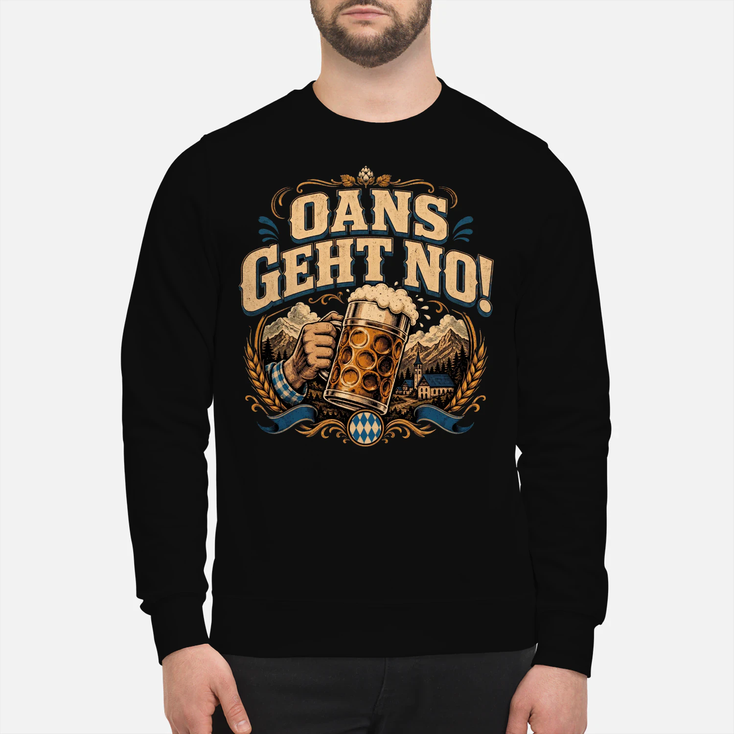 "Oans Geht No!" Vintage Boarischer Bier-SWEATSHIRT