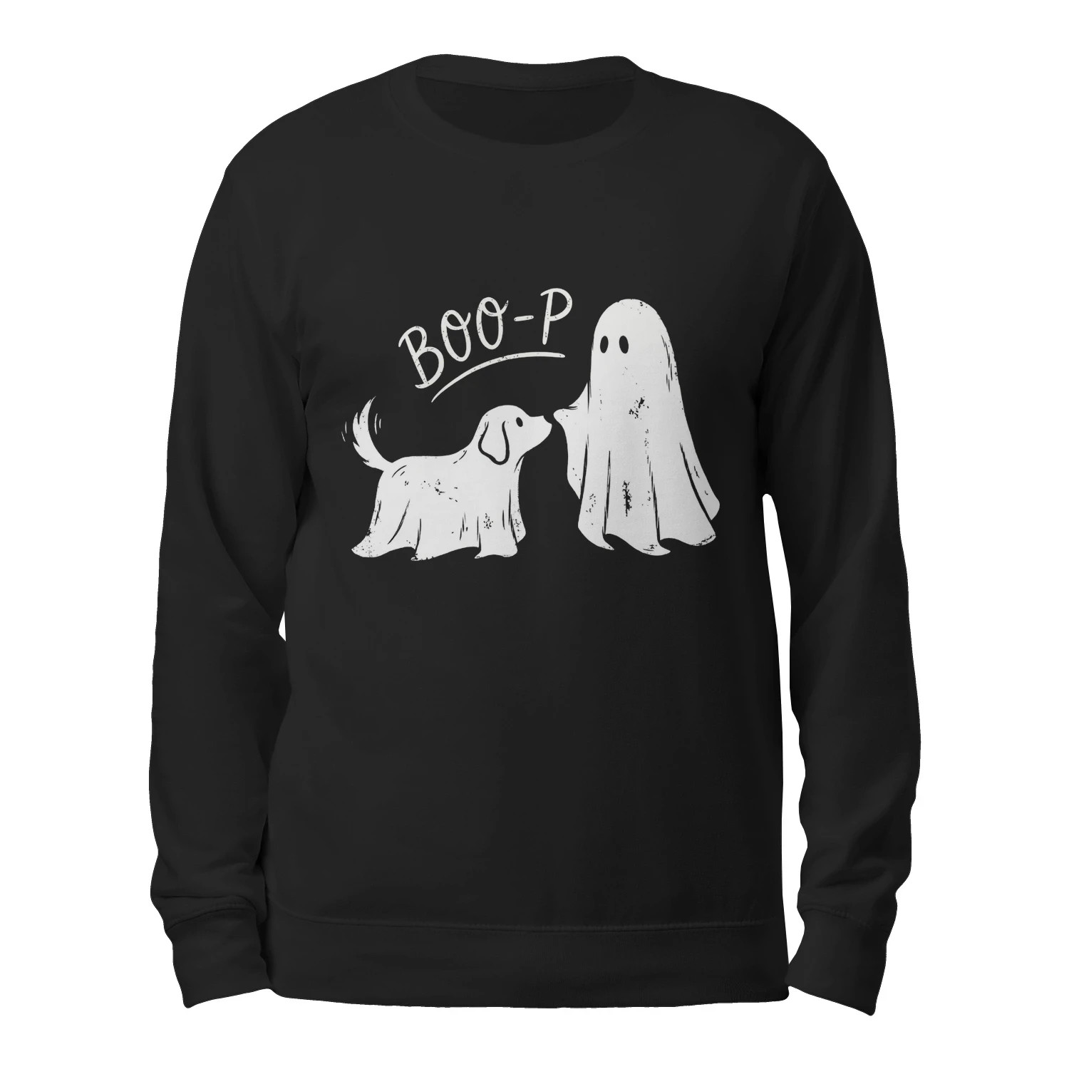 Cute "BOO-P" Halloween Dog Graphic Sweatshirt