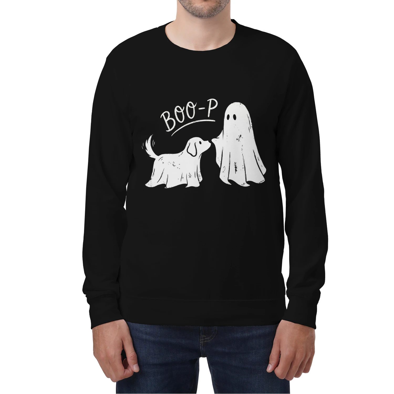 Cute "BOO-P" Halloween Dog Graphic Sweatshirt