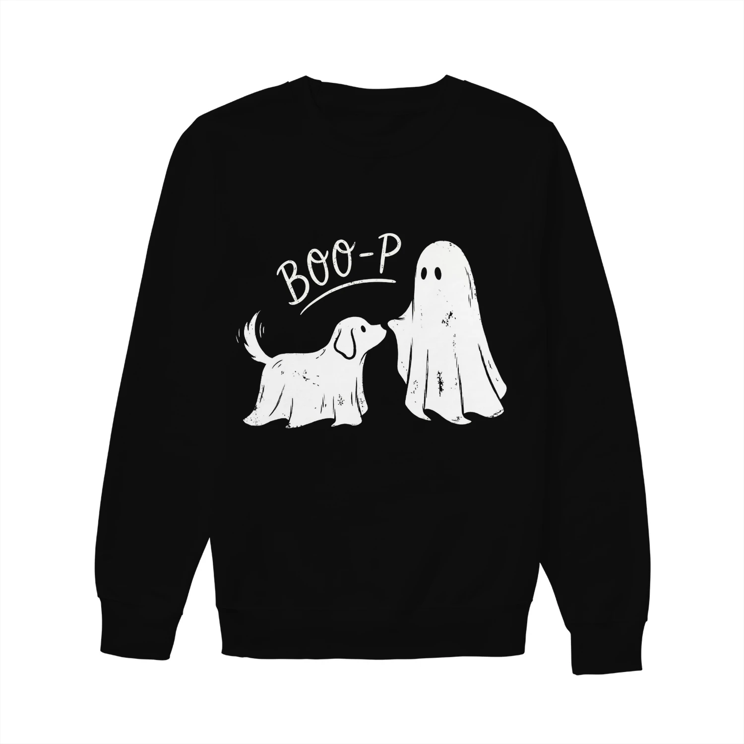 Cute "BOO-P" Halloween Dog Graphic Sweatshirt