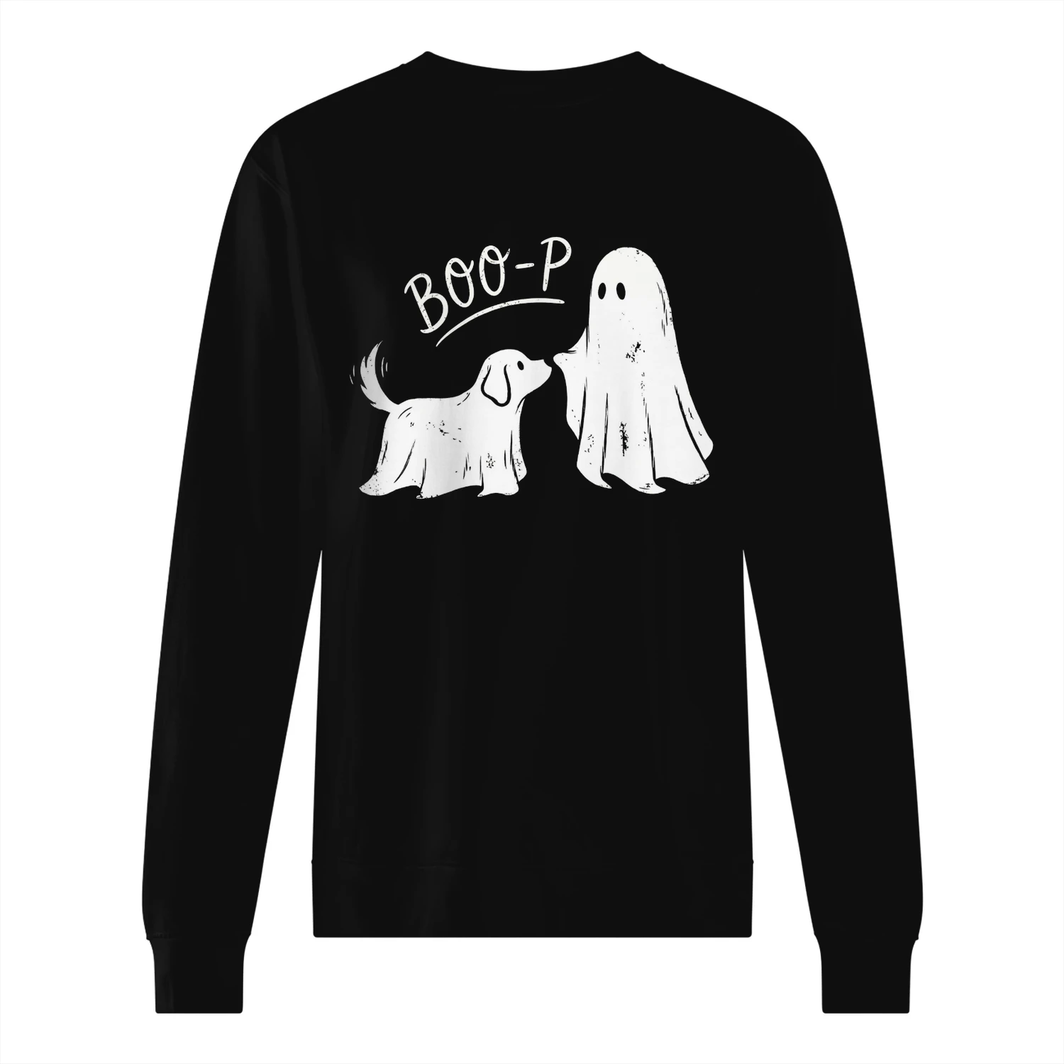Cute "BOO-P" Halloween Dog Graphic Sweatshirt