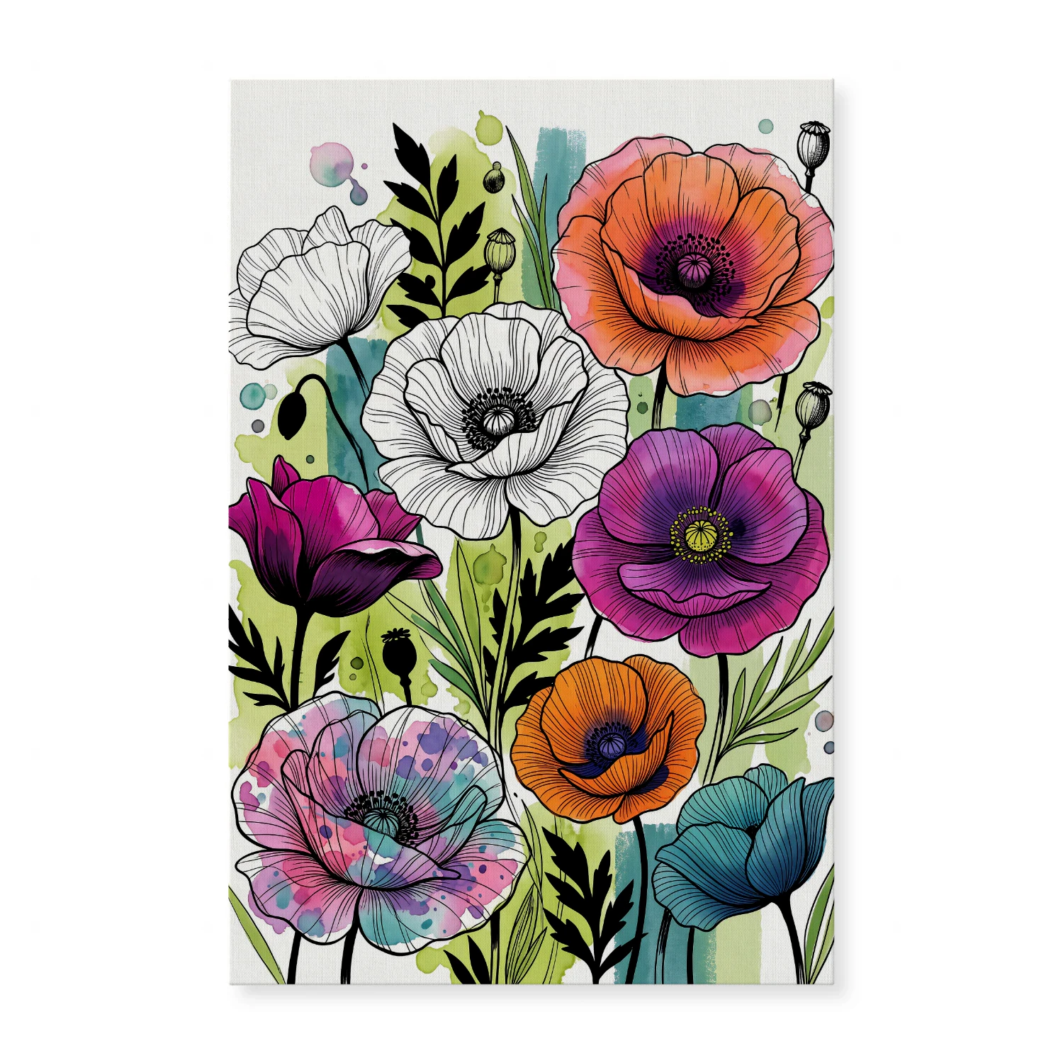 Poppies & Foliage Wall Art