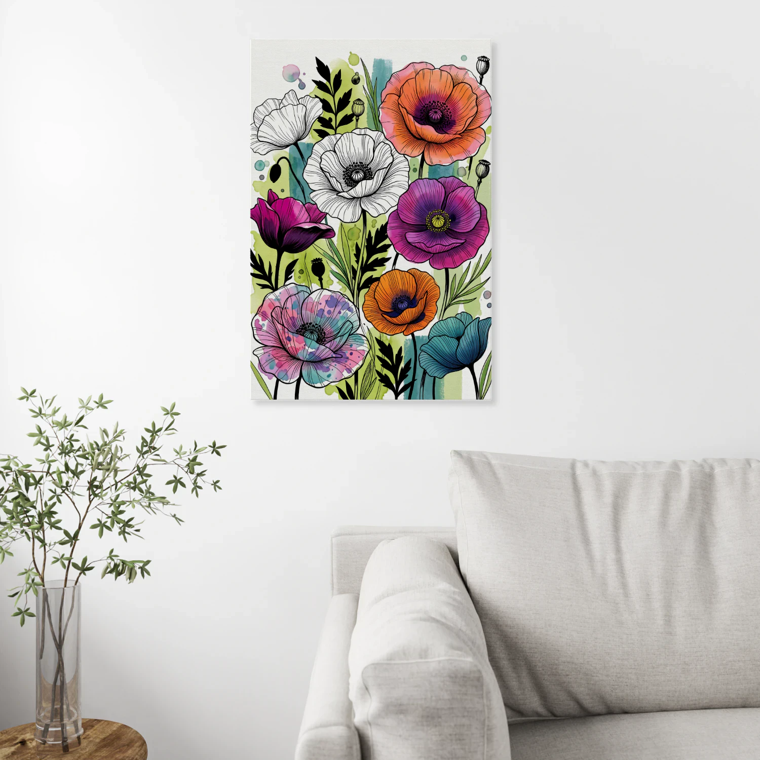 Poppies & Foliage Wall Art