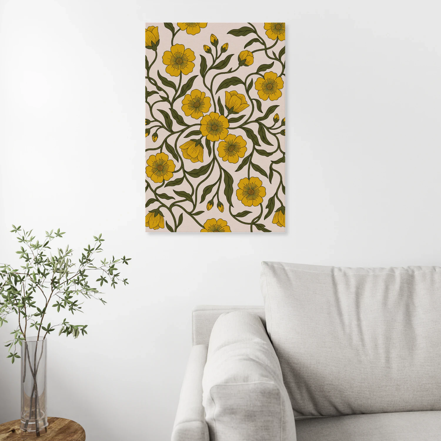 Mustard Blooming Flowers Wall Art