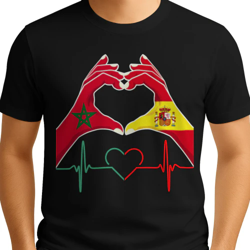 Morocco Spain Heart Connection T-Shirt