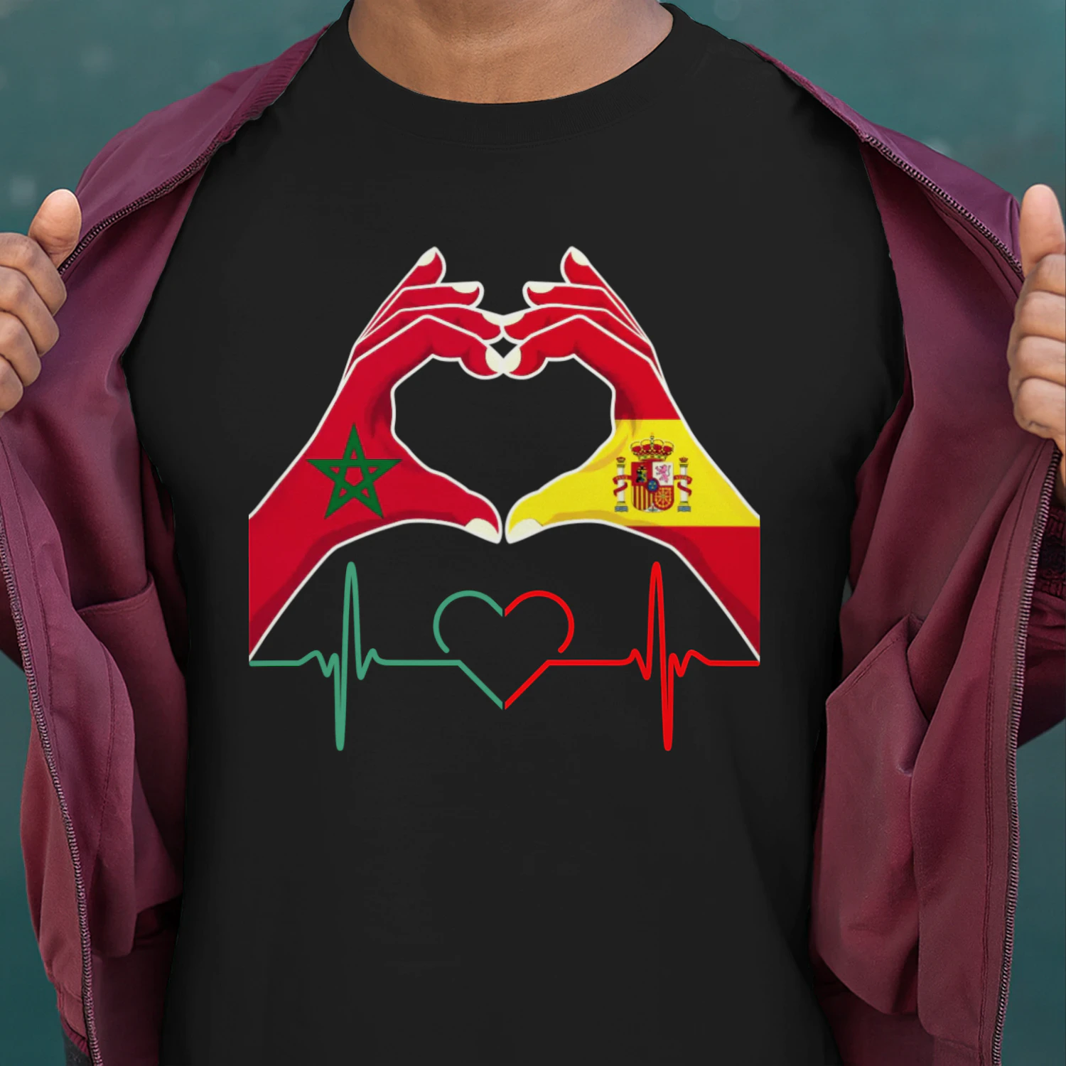 Morocco Spain Heart Connection T-Shirt