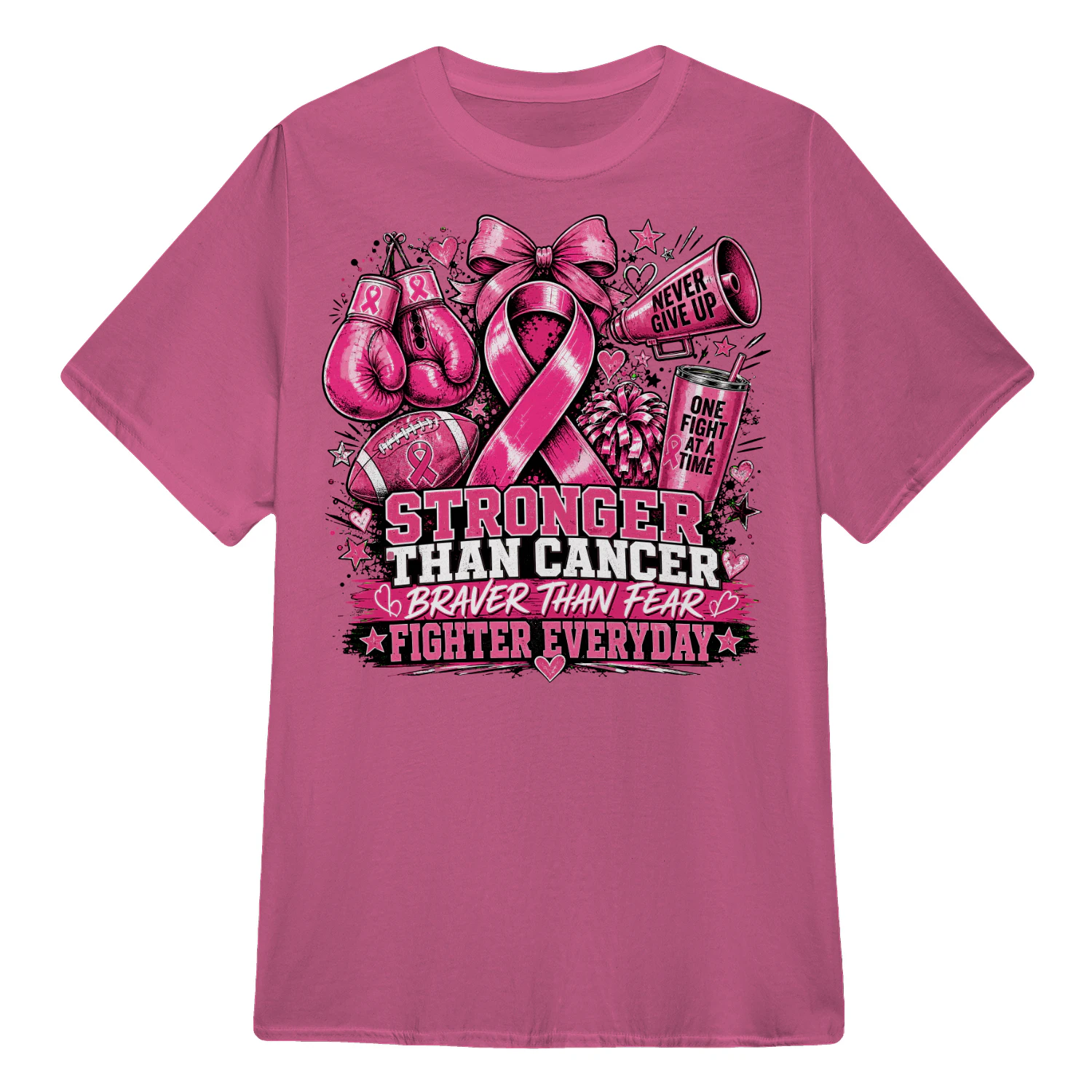 Stronger Than Cancer Pink Ribbon Sports T-Shirt