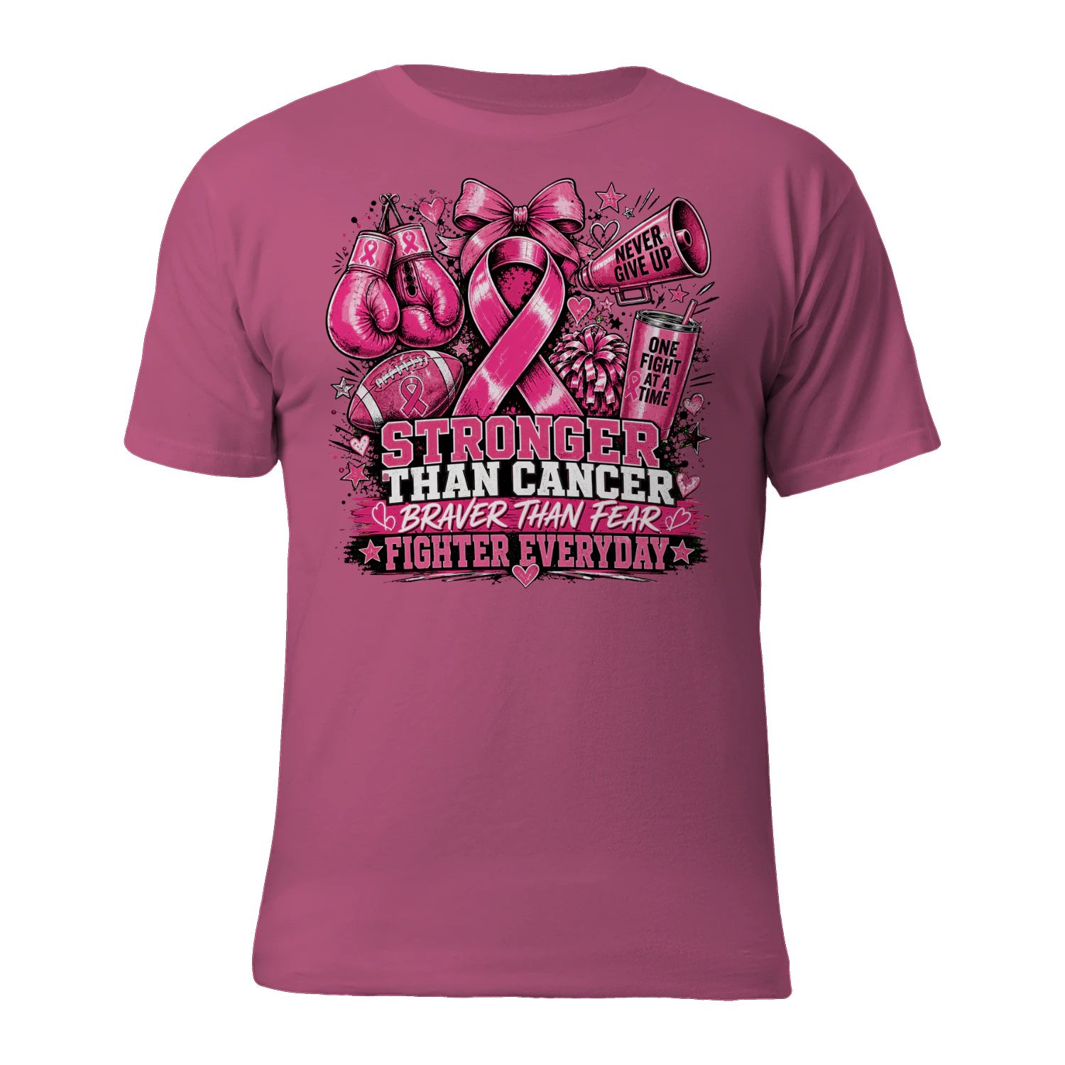 Stronger Than Cancer Pink Ribbon Sports T-Shirt
