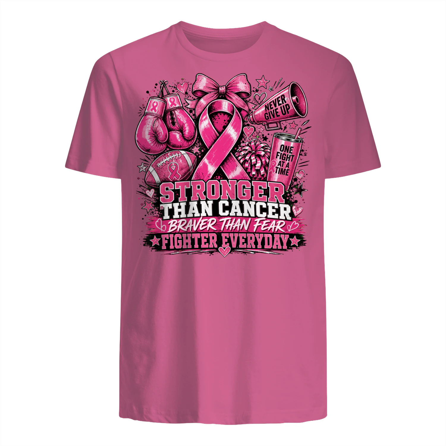 Stronger Than Cancer Pink Ribbon Sports T-Shirt