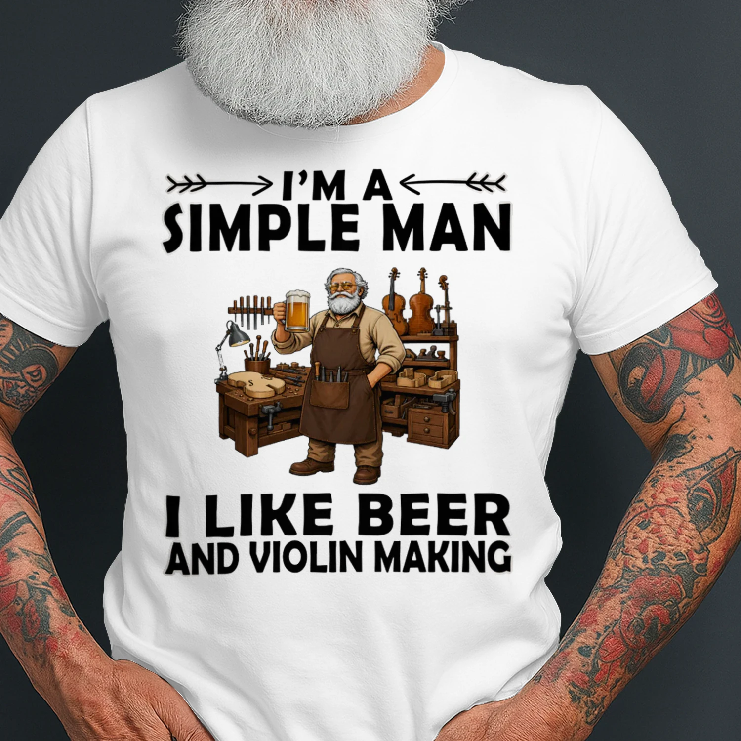 Simple Man I Like Beer And Violin Making White VIO0012